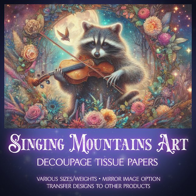 Art Nouveau Fantasy Forest Racoon Decoupage Tissue Paper (Creator Uploaded)