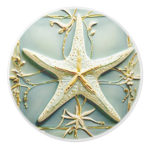 Art Nouveau Faux Relief Starfish Sea Star Beach Ceramic Knob