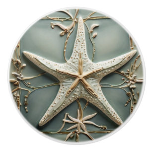 Art Nouveau Faux Relief Starfish Sea Star Marine Ceramic Knob