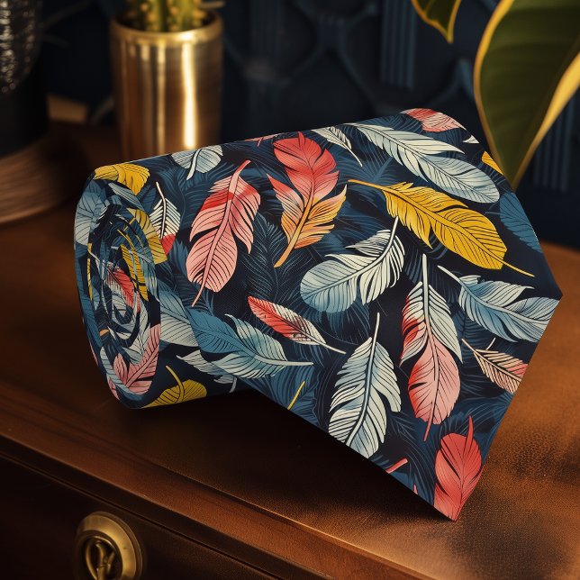 Art Nouveau Feather Bold Navy Mens Tie (Creator Uploaded)