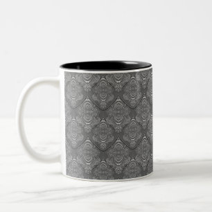 Art Nouveau Feather Pattern in Grey Two-Tone Coffee Mug