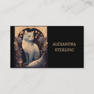 Art Nouveau Feline Elegance Personalized Business Card