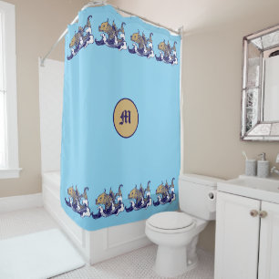 Art Nouveau Fish in Wave Frieze by Arthur Rackham Shower Curtain