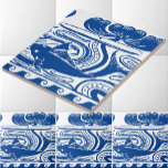 Art Nouveau Fish & Lily Frieze Pattern Tile<br><div class="desc">This blue and white art nouveau frieze pattern image of a fish and lily pad was derived from an antique Victorian era. 1894 art magazine. You can customise the colours.</div>