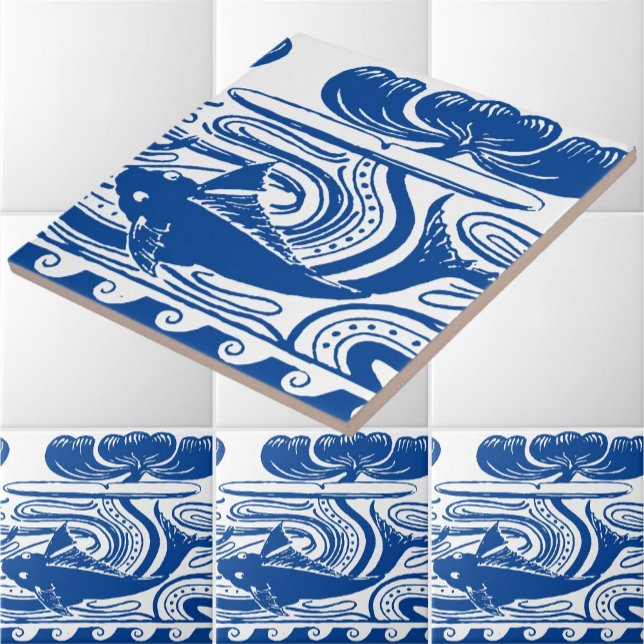 Art Nouveau Fish & Lily Frieze Pattern Tile (Creator Uploaded)