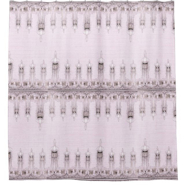 Art Nouveau Fleur de Lis Floral Shower Curtain (Front)