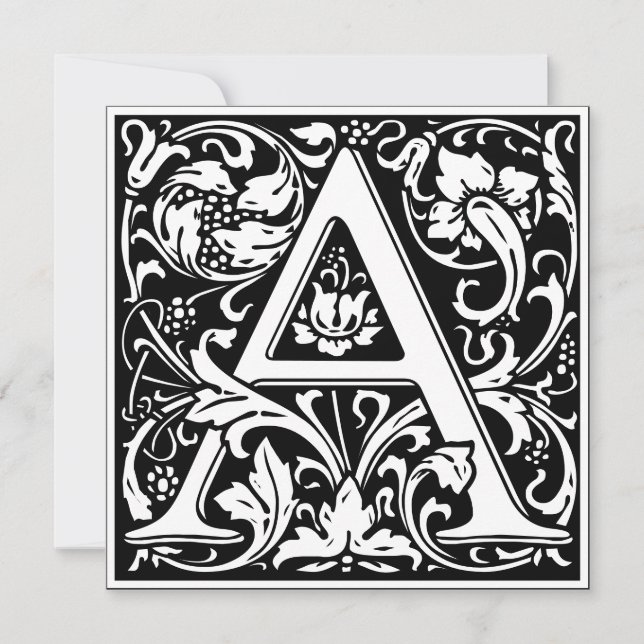 Art Nouveau Floral Alphabet Monogram Letter A  Invitation (Front)