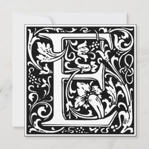 Art Nouveau Floral Alphabet Monogram Letter E  Invitation
