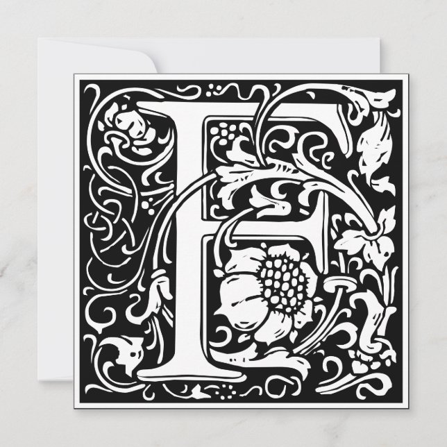 Art Nouveau Floral Alphabet Monogram Letter F Invitation (Front)