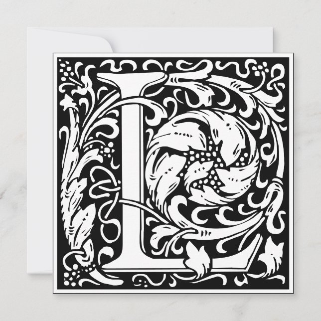 Art Nouveau Floral Alphabet Monogram Letter L Invitation (Front)