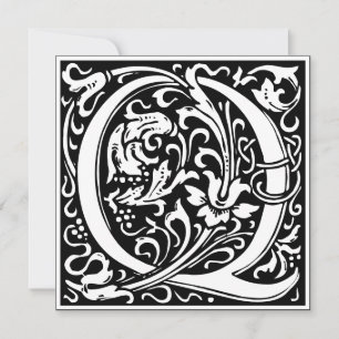 Art Nouveau Floral Alphabet Monogram Letter Q Invitation