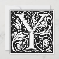 Art Nouveau Floral Alphabet Monogram Letter Y