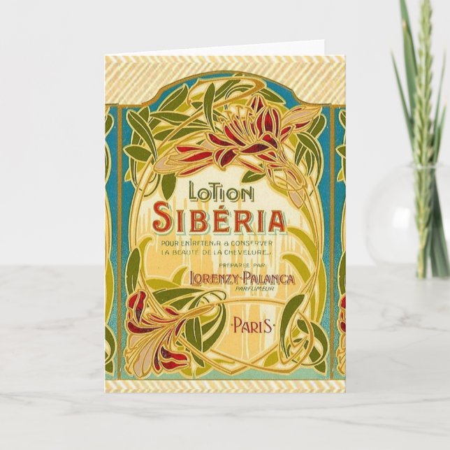 Art nouveau floral beauty advertisement label card (Front)