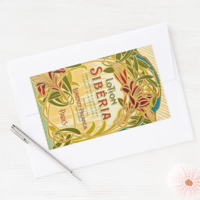 Art nouveau floral beauty lotion Siberia label (Envelope)