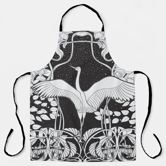 Art Nouveau: Floral Bird Illustration Apron (Front)