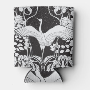 Art Nouveau: Floral Bird Illustration Can Cooler