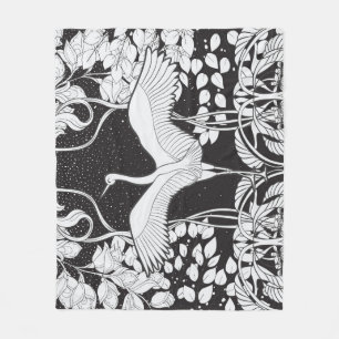 Art Nouveau: Floral Bird Illustration Fleece Blanket