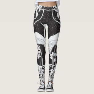 Art Nouveau: Floral Bird Illustration Leggings