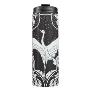 Art Nouveau: Floral Bird Illustration Thermal Tumbler