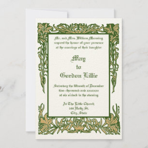 Art Nouveau Floral Border by H. Nelson Wedding Invitation