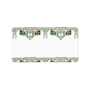 Art Nouveau Floral Border Label