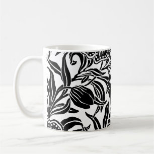 Art Nouveau Floral Botanical Elegant Black White Coffee Mug