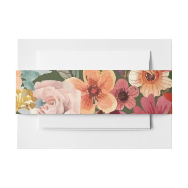Art Nouveau Floral Botanical Invitation Belly Band (Front Example)