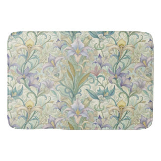 Art Nouveau Floral Botanical Pastel Bathroom Decor Bath Mat