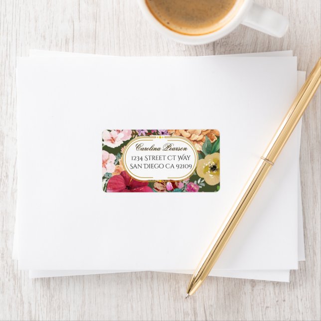 Art Nouveau Floral Calligraphy Address Label (Insitu)
