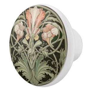 Art Nouveau Floral Ceramic Knob