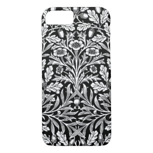Art Nouveau Floral Damask, Black and White iPhone 8/7 Case