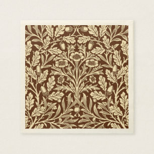 Art Nouveau Floral Damask, Dark Brown and Beige Napkin