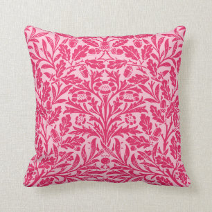 Art Nouveau Floral Damask, Deep Fuchsia Pink Cushion