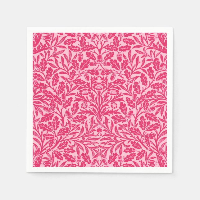 Art Nouveau Floral Damask, Deep Fuchsia Pink Napkin (Front)