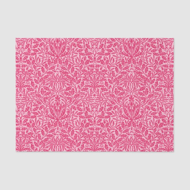 Art Nouveau Floral Damask, Deep Fuchsia Pink Tissue Paper (Front)