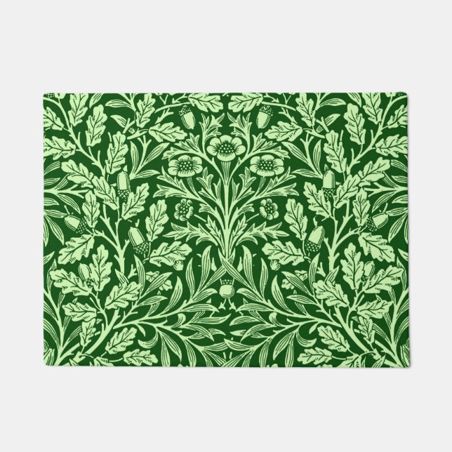 Art Nouveau Floral Damask, Emerald Green Doormat (Front)