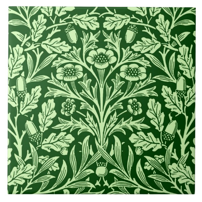 Art Nouveau Floral Damask, Emerald Green Tile (Front)