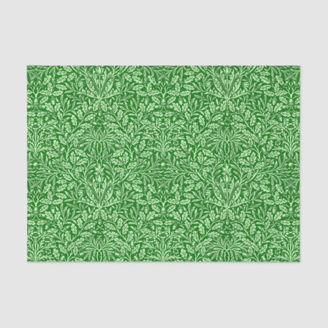 Art Nouveau Floral Damask, Emerald Green Tissue Paper (Front)