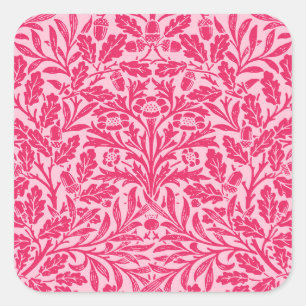 Art Nouveau Floral Damask, Fuchsia Pink Square Sticker