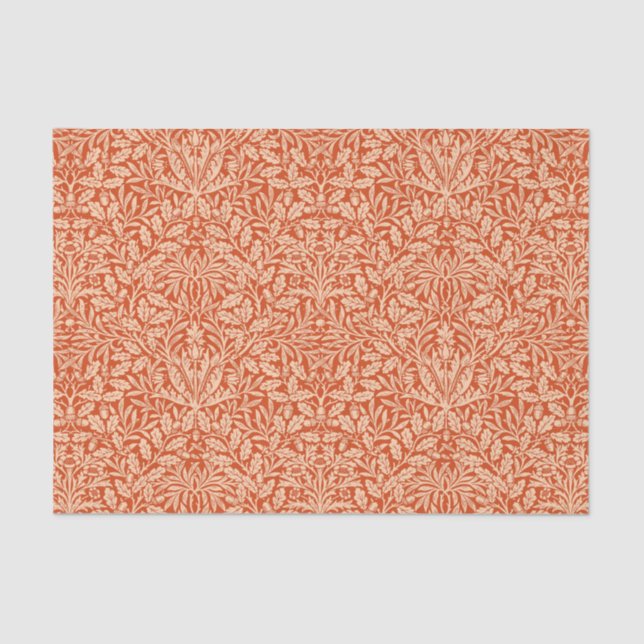 Art Nouveau Floral Damask, Mandarin Orange Tissue Paper (Front)
