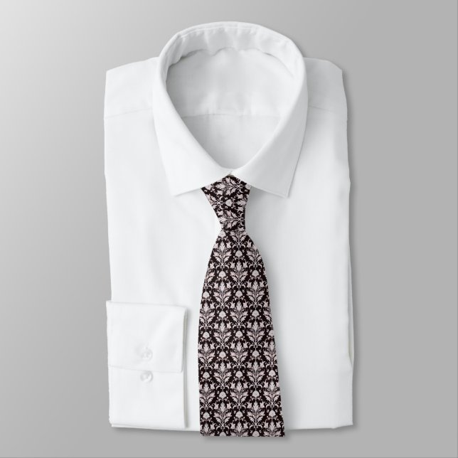 Art Nouveau Floral Damask Pattern – Brown, Blush…  Tie (Tied)