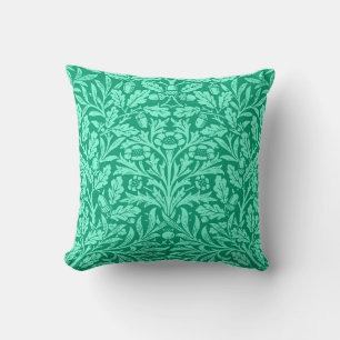 Art Nouveau Floral Damask, Turquoise and Aqua Cushion