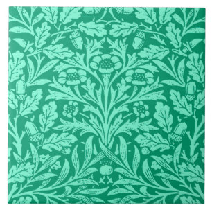 Art Nouveau Floral Damask, Turquoise and Aqua Tile