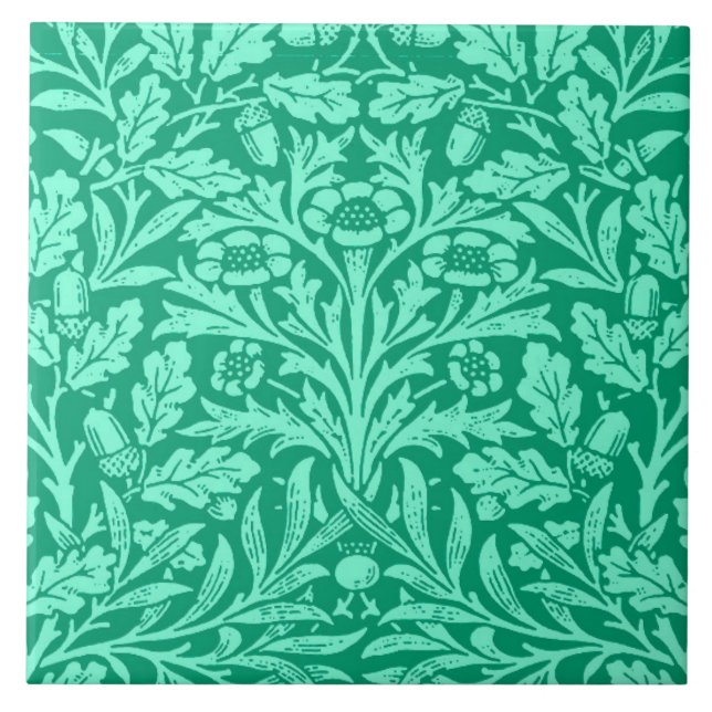 Art Nouveau Floral Damask, Turquoise and Aqua Tile (Front)