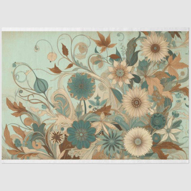 Art Nouveau Floral Decoupage Tissue Paper (Front)