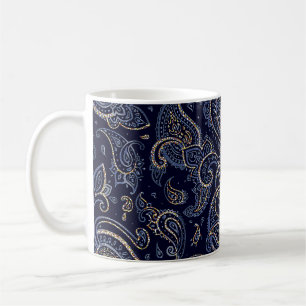Art Nouveau Floral Denim Design Coffee Mug