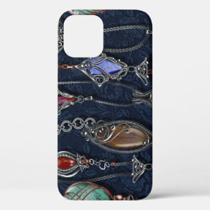 Art Nouveau Floral: Denim Elegance. iPhone 12 Case