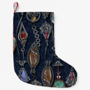 Art Nouveau Floral: Denim Elegance. Small Christmas Stocking