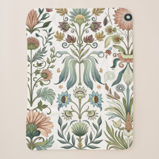 Art Nouveau Floral Design 402 flowers Sherpa Blanket
