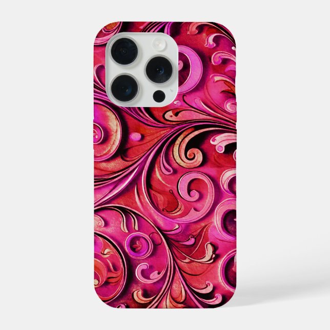 Art Nouveau floral design Rusty Rose iPhone Case (Back)